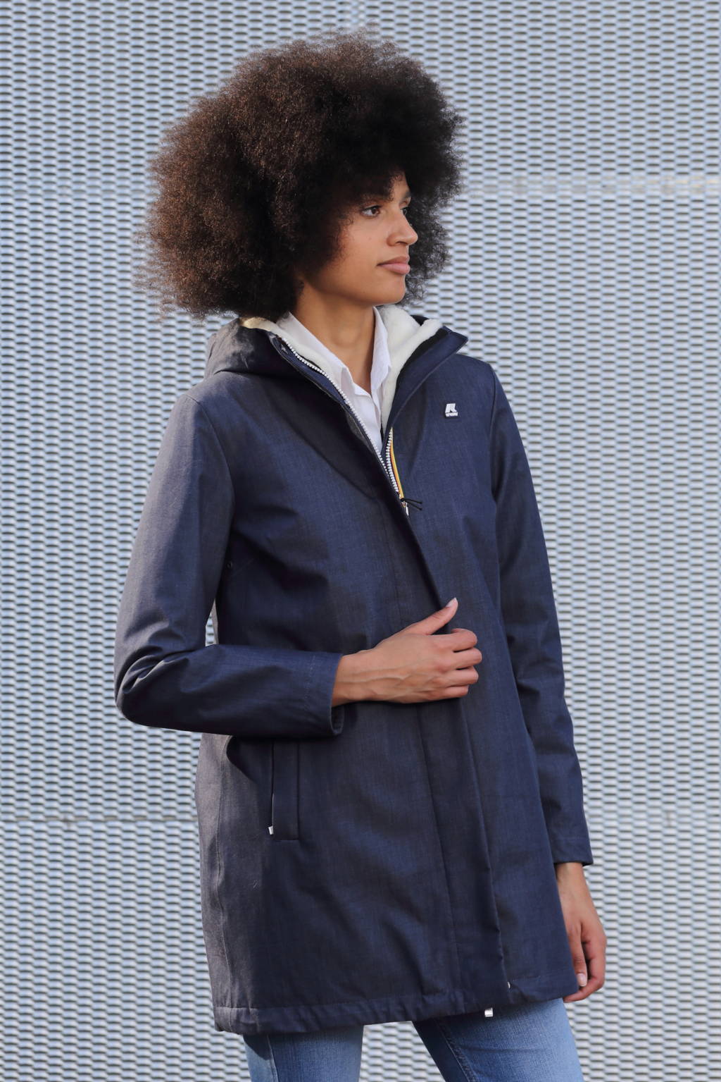 K-Way FurBe modello Sophiel Denim con interno in castorino rasato