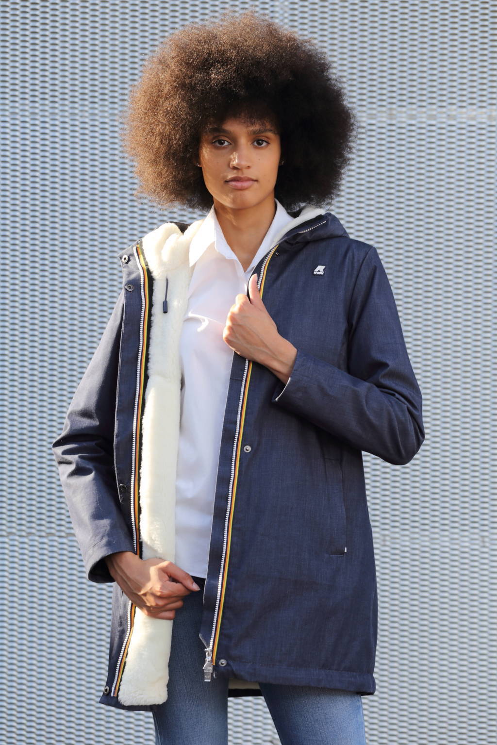 K-Way FurBe modello Sophiel Denim con interno in castorino rasato