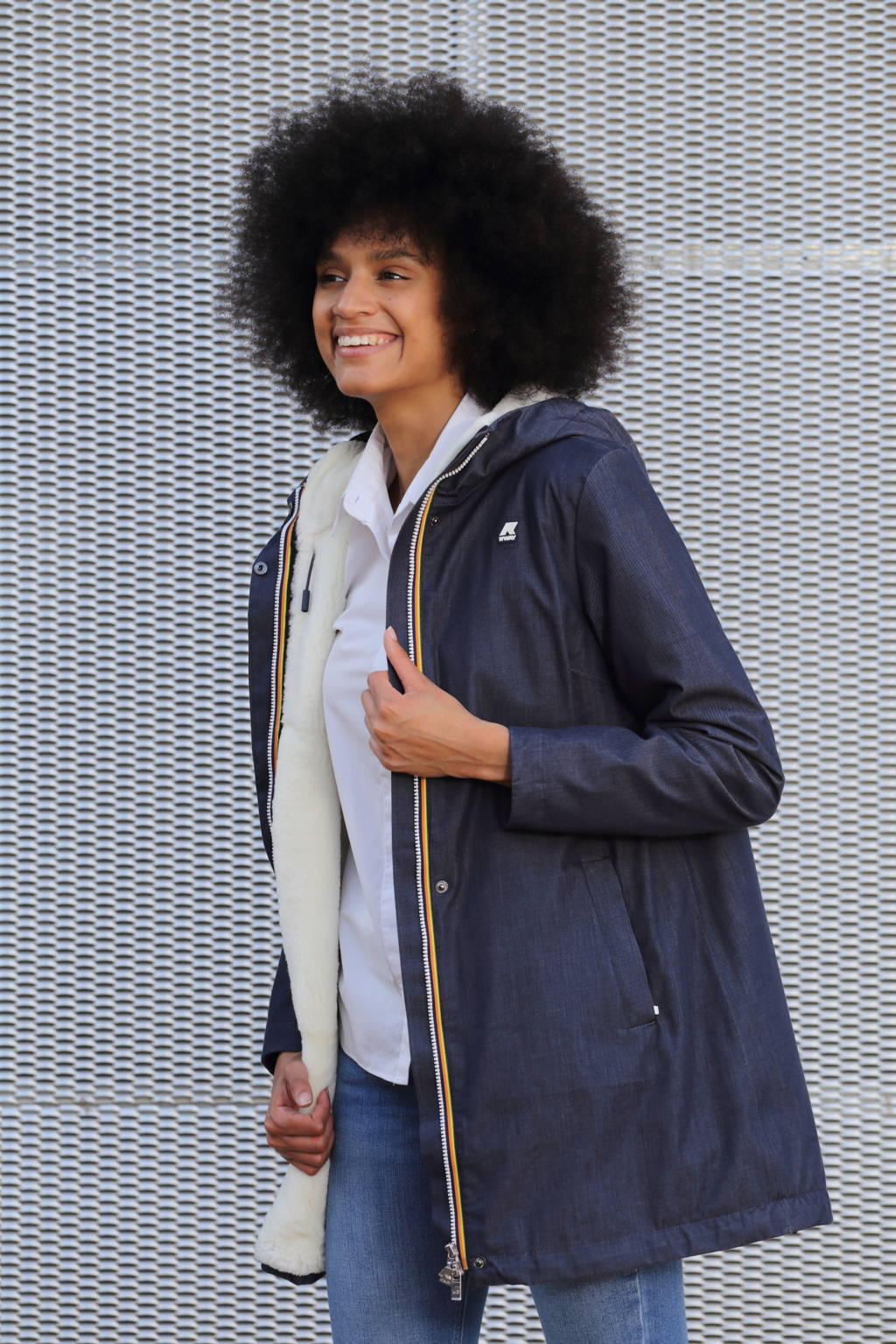 K-Way FurBe modello Sophiel Denim con interno in castorino rasato