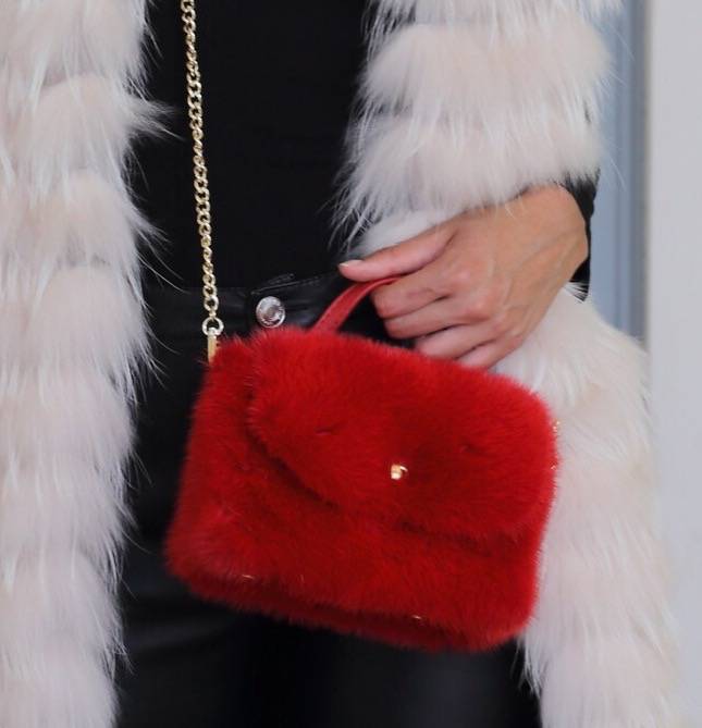 Mini-Bag in visone di colore rosso