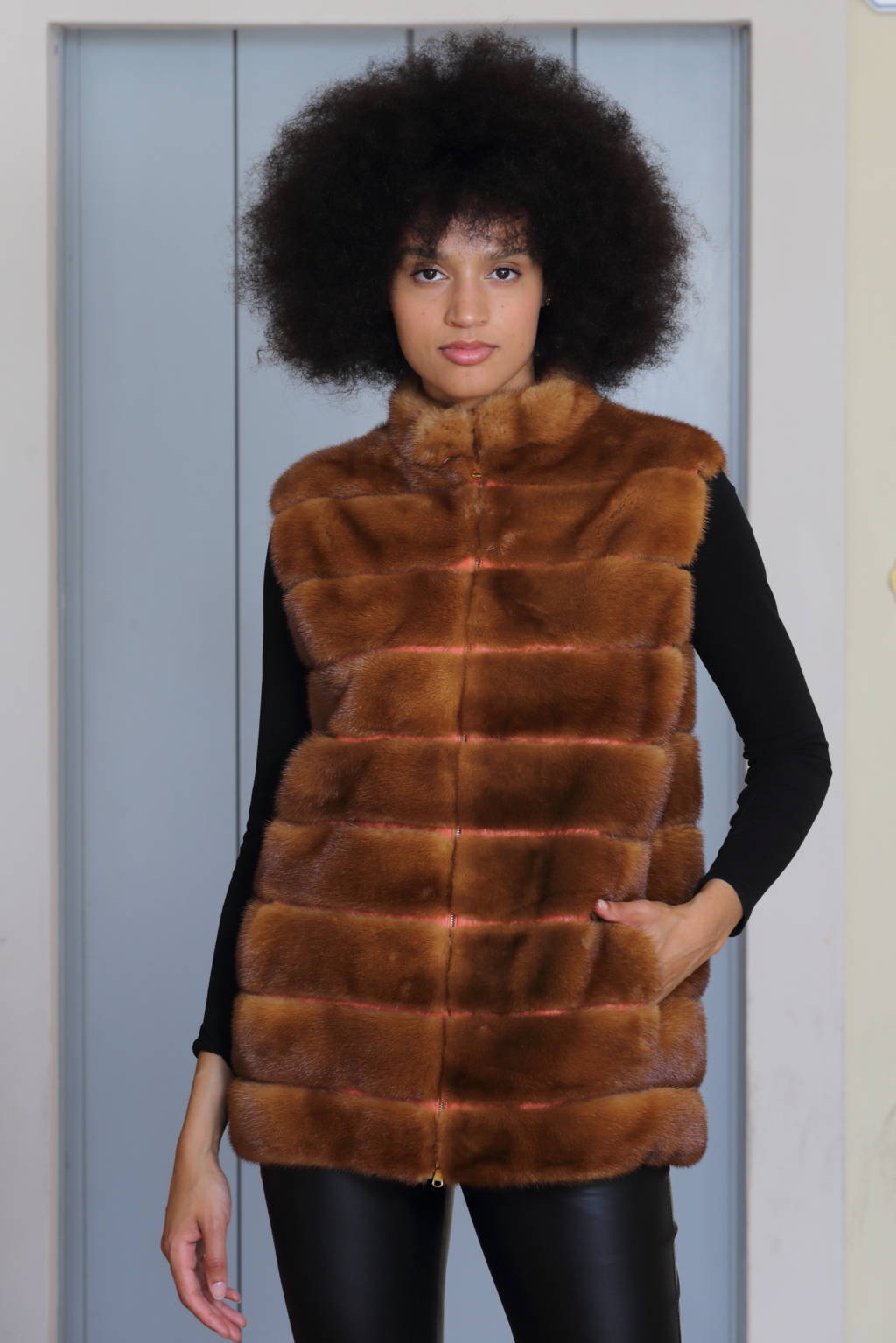 Gilet in visone decolorato