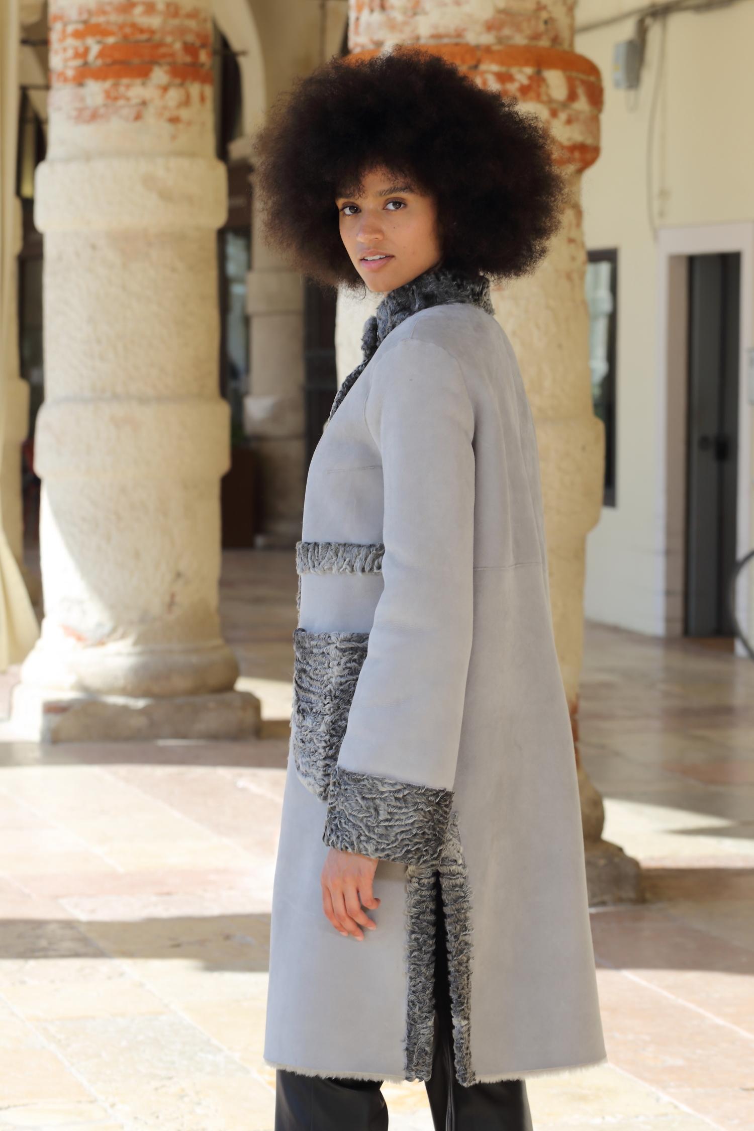 Cappotto in montone Shearling scamosciato