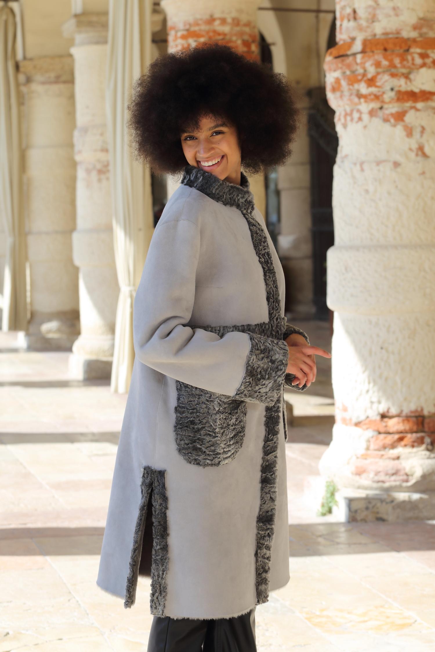 Cappotto in montone Shearling scamosciato