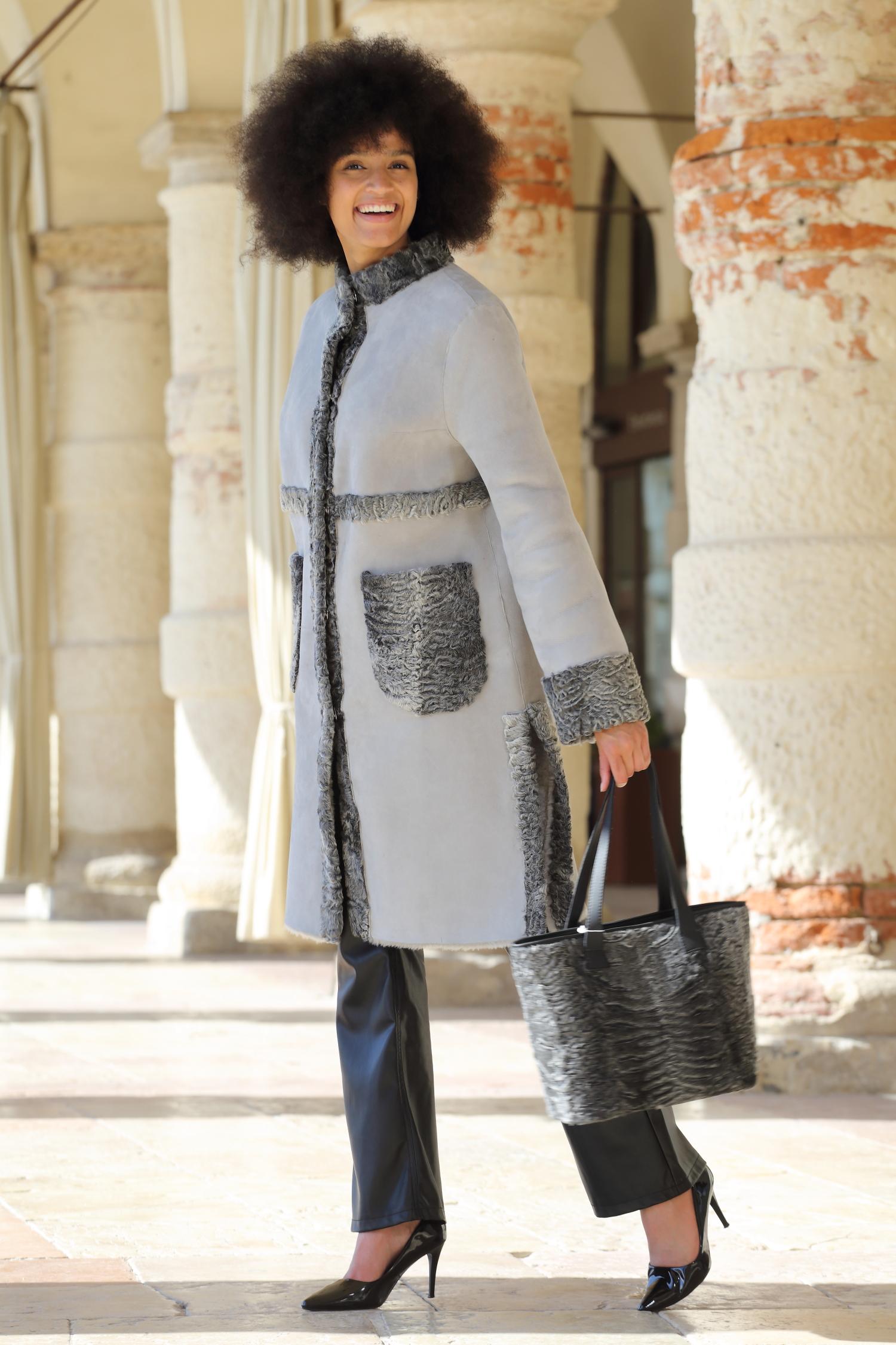Cappotto in montone Shearling scamosciato