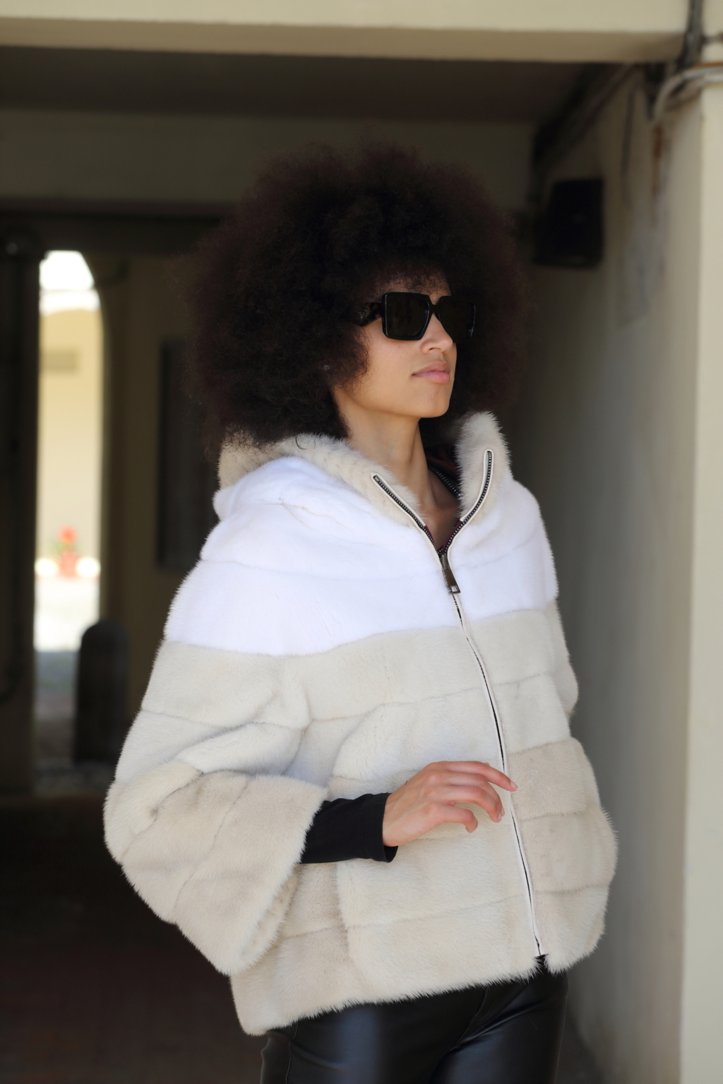 Giacca in visone Saga reversibile tre colori