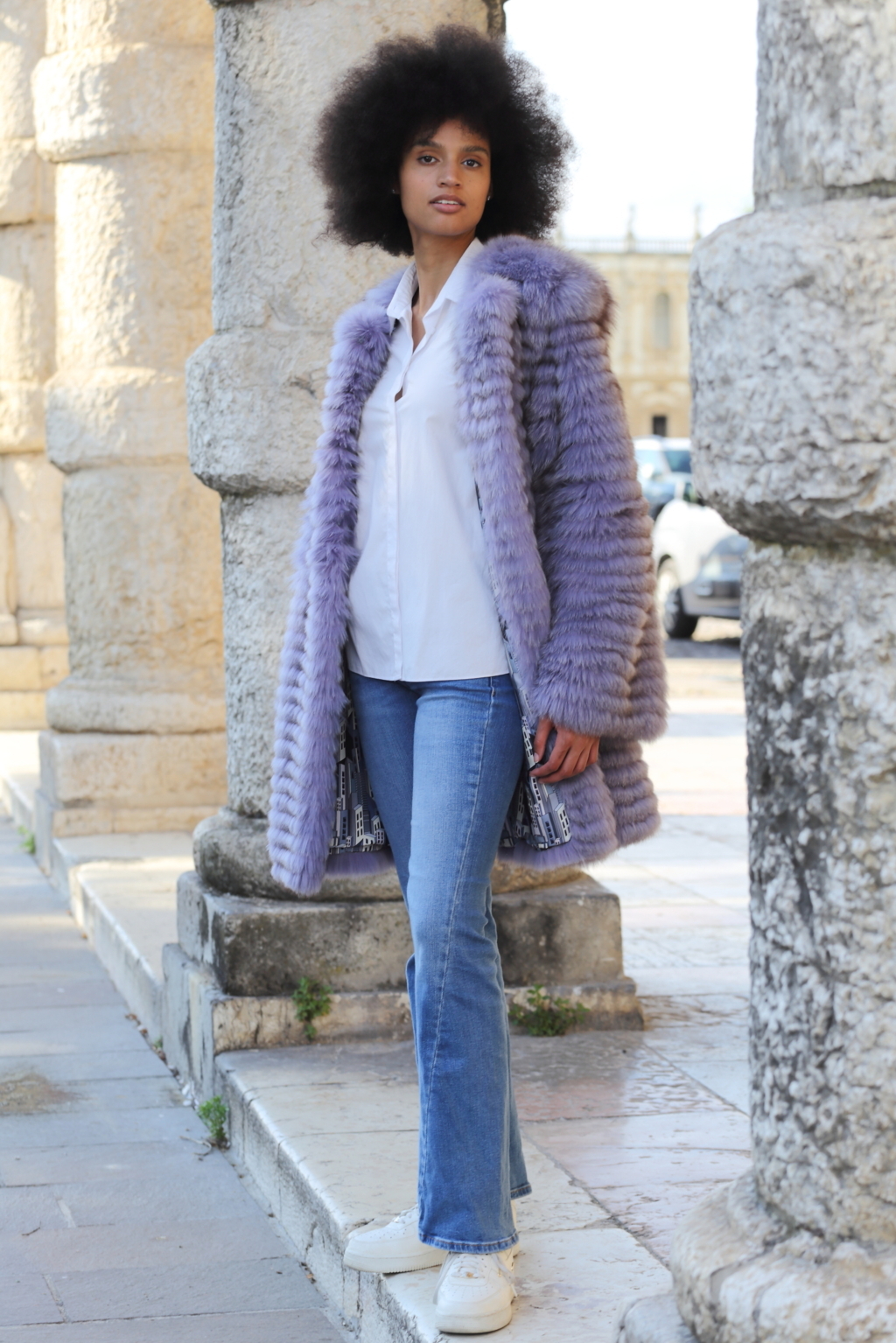 Cappotto in volpe tinta glicine