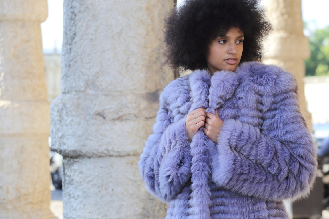 Cappotto in volpe tinta glicine