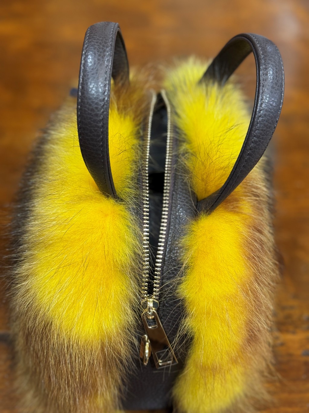 Borsa in pelliccia di marmotta e vera pelle